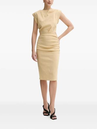 Pinko Midi-jurk met uitgesneden details en knoopdetail - Beige