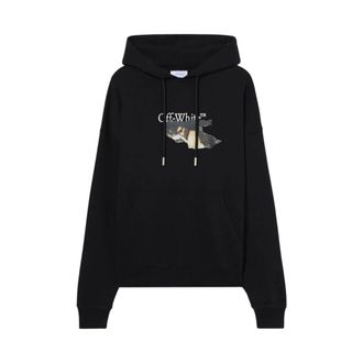 Off-white Hoodies, male, Black, Size: L Paint Arrow Skate Hoodie