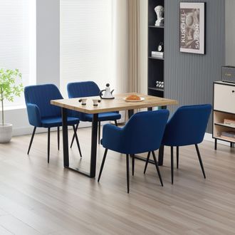 Outdoor Living Colorado Dining Table with 4 Blue Charlotte Velvet Chairs