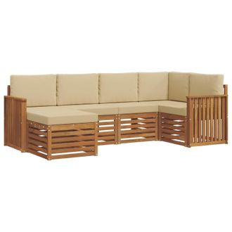 vidaXL Conjunto De Sof&aacute; Seccional Con Coj&iacute;n 6 Pcs Natural Y Beige Vidaxl