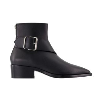 Alexander McQueen Alexander McQueen, Cowboy Boots, male, Black, Size: 11 US Black Leather Ankle Boots - Pointed Toe