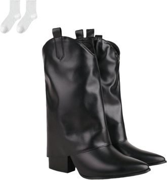 Generic Womens Ankle Boots with A 7.5 Cm Block Heel, Slip-On Boots in A Western Style, Elegant Pointed-Toe Booties, Comfortable Ankle Boots for Everyday Wear,