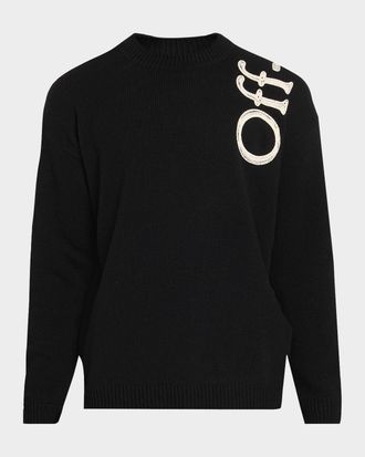 Off-white Vertical Bookish Knit Crewneck Sweater