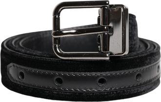 Dolce & Gabbana Mens Black Leather Metal Buckle Classic Belt
