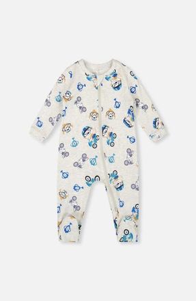 Deux par Deux One-Piece Organic Cotton Pajama Monkey in Beige at Nordstrom, Size 12M