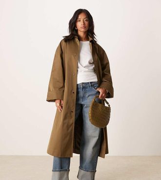 Asos Petite ASOS DESIGN Petite - Trench taglio lungo kaki-Verde