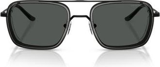 Emporio Armani 54mm Square Sunglasses in Matte Black /Smoke at Nordstrom