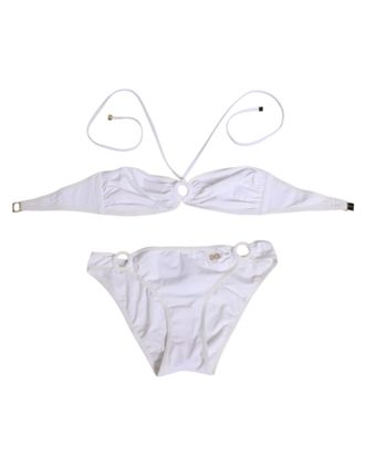 Dolce & Gabbana White Logo Swimsuit 2 Piece Top Bottom Womens Swimwear