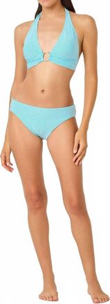 Lilly Pulitzer Ketos Halter Bikini Top In Capri Blue Seersucker Stripe