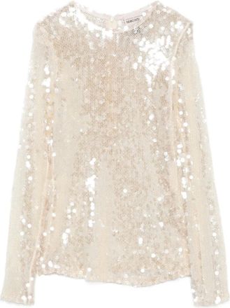 Semicouture Exaltacion top met pailletten - Beige