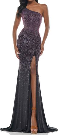 Colors Dress One Shoulder Sequin Gown In Black/pink