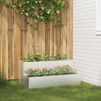Berkfield Home Garden Planter 2-Tier 100x60x45 cm Stainless Steel | Size: 100 x 60 x 45 cm
