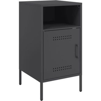 vidaXL Bedside Cabinet Black 36x39x68 cm Steel Vidaxl