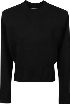 Iro Black Cropped Sweater with Ribbed Detailing