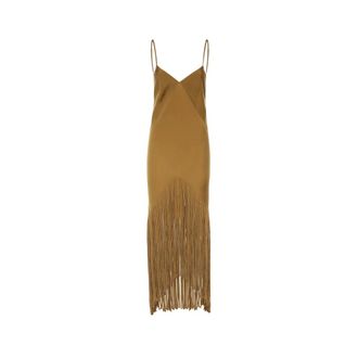 Pinko Maxi Dresses, female, Brown, Size: XS Badia Abito Tela Viscosa Washe