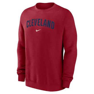 Nike Cleveland Guardians 2-Hit Nike Mens MLB Pullover Crew in Red | NKPU6EDGUA-JST