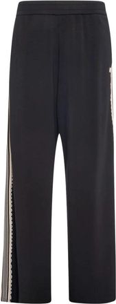 Fracomina Regular Sweatbroek met Zijtape - Dames - Wijde Broeken - Zwart - XL - Polyester - Broeken