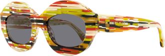 Marni Unisex Oval Sunglasses Ik Kil Cenote VJU Spacey Stripey 54mm