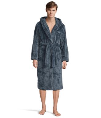 UGG Beckett Robe Mens Dark Wave Fleece Cozy Hooded Pockets Tie Front GBO3474