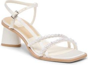Dolce Vita Belita Embellished Sandal in True White Satin at Nordstrom Rack, Size 6.5