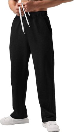 Generic Mens Joggers Fleece Lined Straight Leg Tracksuit Bottoms Joggers Thermals Sweatpants Warm Plush Trousers Open Bottom Thick Tracksuit with Pockets Trac