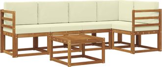 vidaXL Conjunto De Sof&aacute;s De Exterior 6 Uds. Natural Y Crema Vidaxl