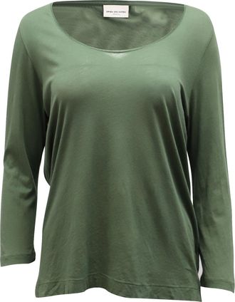 Dries Van Noten Long Sleeve Top in Green Cotton