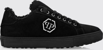 Philipp Plein Sneakers basse in pelle e suede con logo Hexagon e interni in shearling
