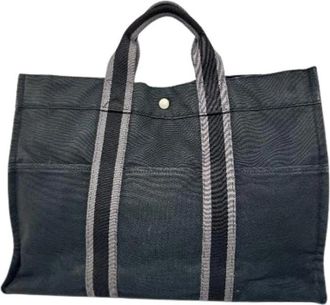 Herm&egrave;s Pre-owned Tote Bag - Dames - Vintage Shopper - Zwart - ONE Size - Katoen - Vintage