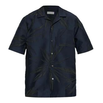 Dries Van Noten Short Sleeve Shirts, male, Blue, Size: XL Shirt with embroidery