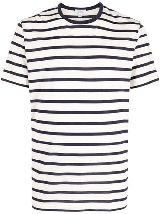 Sunspel striped crew-neck T-shirt - men - Cotton - XXXS - White