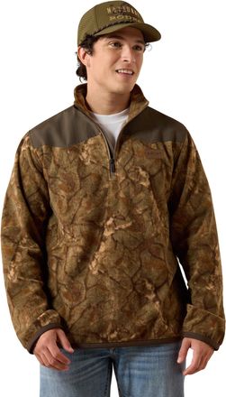 Ariat Mens Basis Fleece Pullover Sweatshirt Long Sleeve in Savannah Tan Camo, Size 2X-Large, by Ariat