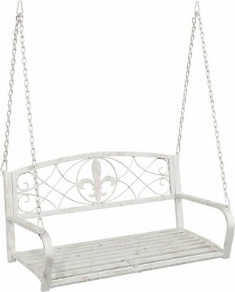 vidaXL Banco Columpio Acero 110,5 X 59 X 55 Cm Blanco Antiguo Vidaxl