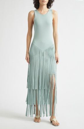 Toccin Jora Drop Waist Fringe Hem Maxi Dress in Seabreeze at Nordstrom, Size X-Large
