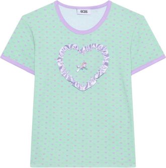 GCDS Polly Pocket all over slim t-shirt - Dames - T-shirts - Groen - XS - Katoen - Tops