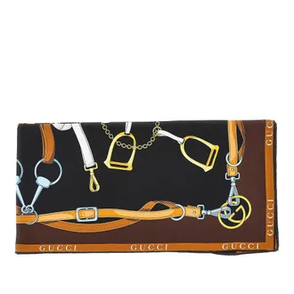 Gucci Silk twill scarf with Horsebit print Woman One Size