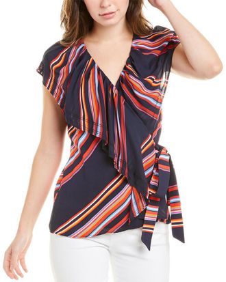 Tory Burch Wrap Silk-Trim Top