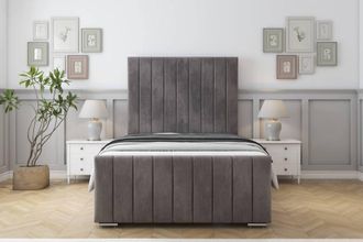 Sloomy California Naples Bed Frame With 50 Upholstered Headboard in Grey | Size: Small Single