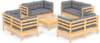 vidaXL 9 Pcs Garden Lounge Juego Con P&iacute;ldoras Grises