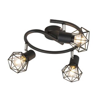 QAZQA Qazqa Moderno Foco Inteligente Negro Giratorio E Inclinable, Con 3 Wifi P45 - Mosh Acero Redonda Adecuado Para Led Max. 3 X 4.5 Watt