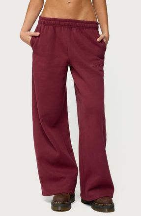 Edikted Totally Logo Wide Leg Sweatpants in Burgundy at Nordstrom, Size X-Small