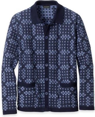 Paul Fredrick Cotton Button Front Polo in Navy at Nordstrom, Size Xx-Large