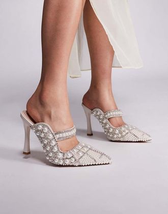 Azalea Wang Azalea Wang - Enya - Sabot con tacco argento decorati