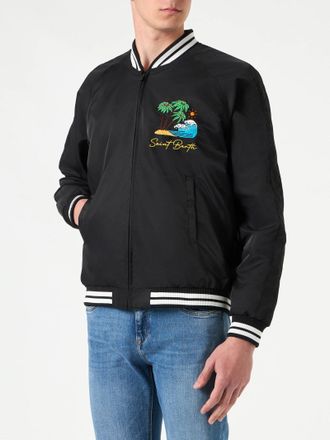 MC2 Saint Barth Man Black Jacket With Saint Barth Island Embroidery
