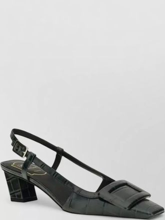 Roger Vivier leather crocodile-pattern slingback mules