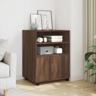 Berkfield Home Rolling Cabinet Brown Oak 60x48x81 cm Engineered Wood | Size: 60 x 48 x 81 cm
