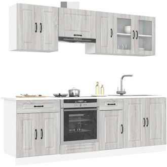 vidaXL vidaXL Set Mobili da Cucina 8 pz Kalmar Grigio Sonoma in Truciolato