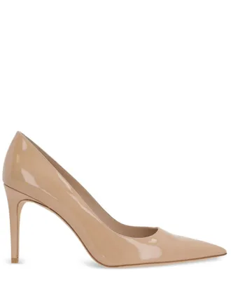 Stuart Weitzman 85mm Stuart Power pumps - women - Calf Leather/Calf Leather/Patent Leather - 39,5 - Neutrals