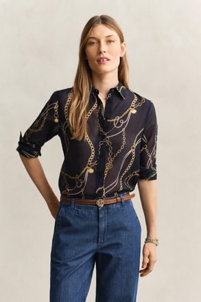 GANT Women Cotton Silk Shirt (46) EVENING BLUE