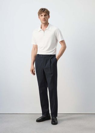Mango Pantaloni slim-fit cotone lyocell seersucker navy - Uomo - 44 - MANGO MAN